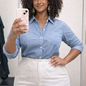 AMERICAN EAGLE Chambray Button-down Sz XL Minimalist Capsule Office Casual